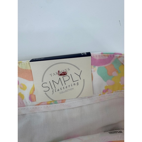Talbots Crop Pants Women 14 Floral Print Pink Yellow Mint Green flattering New - Picture 5 of 14